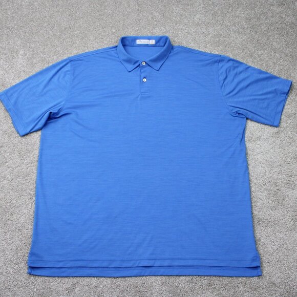 Peter Millar Polo Shirt Mens 2XL XXL Blue Featherweight Melange UPF 50 S/S - Picture 1 of 13